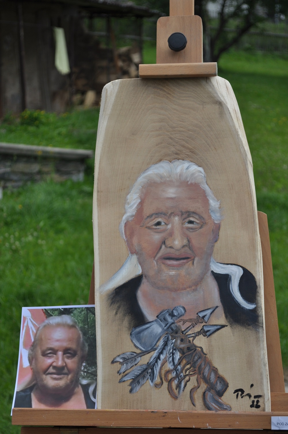 Portrét - malba na dřevo